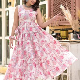 demirner Women Fit and Flare Pink Midi/Calf Length Dress image 5