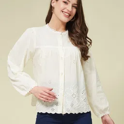 j turritopsis Women Relaxed Fit Fit Embroidered Collarless Collar Casual Shirt-picture-27