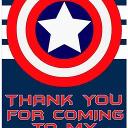 balloonistics Captain America Theme Thank You Tags Thank u Cards for Return Gifts (20 Nos Cards and Glue Dots) Greeting Card-picture-13