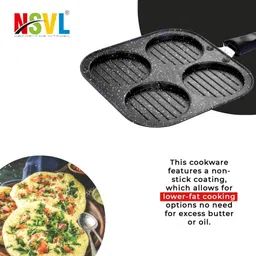 nsvl Non Stick Grill Pan Mini Pan Uttapam Tawa Aluminum Multi Snack Maker 4 Cavities Grill Pan 19.5 cm diameter 0.2 L capacity image 4