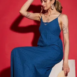 sassafras Women Maxi Blue Ankle Length Dress-picture-10