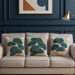 flipkart smartbuy Microfibre Cushion Pack of 5 Floral Royal Leaf image 2