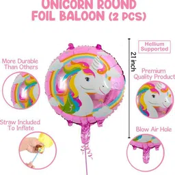 party gliters Printed pink unicorn 5pc balloon set combo set of 5pc for birthday decoration or any other decoration for party supplies Balloon image 3