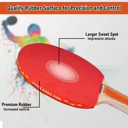 wishkey Combo Set of Table Tennis Playset 2 Rackets Comfortable Grip Handle and 3 Balls Table Tennis Kit image 3