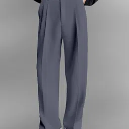 ftx Men Relaxed, Loose Fit Grey Lycra Blend Trousers image 1