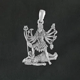akshat sapphire Sterling Silver (92.5% Purity) Goddess Kali Maa Big Size Pendant for Men & Women Sterling Silver Locket-picture-16