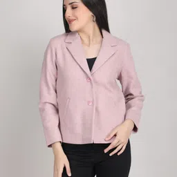 blue ronin Women Self Design Single Breasted Formal Blazer image 1