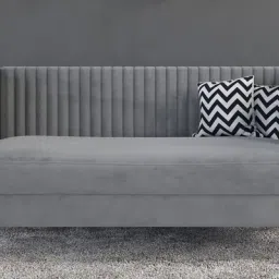 casacraft from pepperfry Alejandro Velvet 2 Seater Sofa In Cool Grey Colour image 1