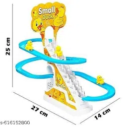 trendora Duck Slide Toy Set for Kids with Lights & Music | Automatic Duck Race Track Game image 3