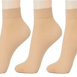 fete propz Women's & Girls (3 Pairs Pack) Skin Color Premium Sun Protection Nylon Ankle Socks image 1