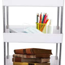 gotrimaworld 3 layer white kitchen trolly rack Plastic Kitchen Trolley image 3