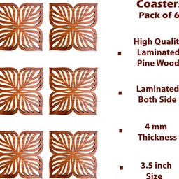 factoryvala Square Reversible Wood Coaster Set image 2