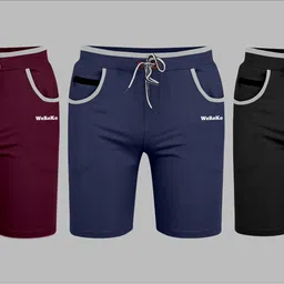 wereko Pack of 3 Printed Men Black, Blue, Maroon Regular Shorts-picture-35