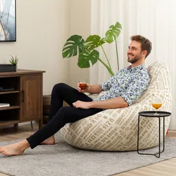 style homez 4XL Classic Cotton Canvas Abstract Printed Teardrop Bean Bag With Bean Filling image 2