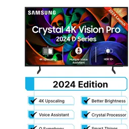 samsung New D Series Brighter Crystal 4K Vision Pro (2024 Edition) 138 cm (55 inch) Ultra HD (4K) LED Smart Tizen TV with 4K Upscaling | Multiple Voice Assistance Remote | Purcolor | HDR 10+ | Auto Game Mode | Q-Symphony | Knox Security image 2