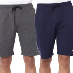 tom burg Pack of 2 Color Block Men Dark Grey, Dark Blue Basic Shorts image 1