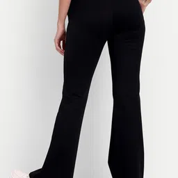 next one Women Flared Black Lycra Blend Trousers image 2