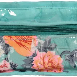 homestic Kuber Industries Multiuses PVC Laminate Flower Print 4 Case Watch Organizer (Turquoise) Watch Box image 3