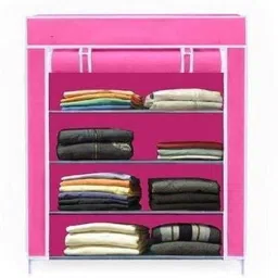 bhimada cloth stand rack shelf almirah PVC Collapsible Wardrobe-picture-10