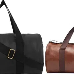 rocketsale 20 L Gym Duffel Bag - DB_BLACK GYM BAG - Black, Brown-picture-37