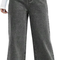 Women Flared High Rise Grey Jeans-image-0