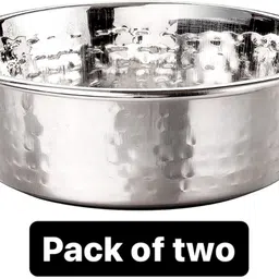 Super Combo Pack Of Two (MEDIUM) Steel, Silicone Pet Bowl-image-1