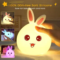 sarang Rabbit Silicone Night Light, Color Changing Cute Lamp with Touch Sensor Control Night Lamp-picture-12