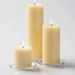 aromatic fables Jasmine Set Of 3 Off-White Wax Pillar Candles image 1