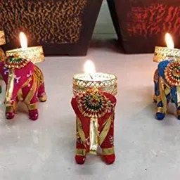 brijsuninnovations Elephant Tealight Holder Stand | jute Handcrafted Jute 5 - Cup Tealight Holder Set-picture-28
