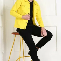 emmy word Men Solid Denim Jacket image 5