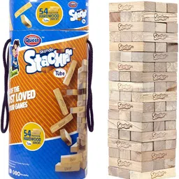 skoodle Quest Stackrr Tube Tumbling Tower Classic With 54 Precision Wooden Blocks-picture-24