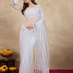 trendmalls Embellished Bollywood Net Saree image 3