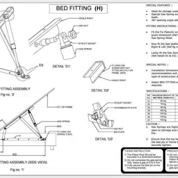 sanjari Double Bed Lifter Fitting Hydraulic Jack Set of 2 Frame(3FT X 5MM)125KG na Shelf Bracket image 5