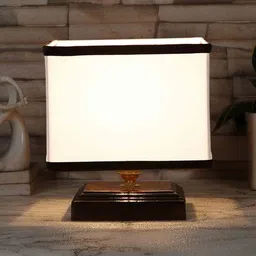 Multicolour Shade Table Lamp With Wood Base By New Era image 1