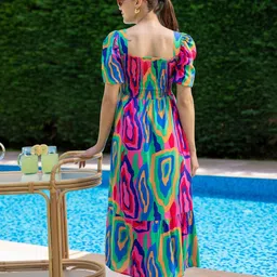 honky tonky Women Fit and Flare Multicolor Midi/Calf Length Dress image 2