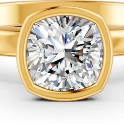 forever jewels 1Ct Cushion Cut Moissanite Women Bezel Set Solitaire Ring 14K Yellow Gold Plated Sterling Silver Gold Plated Ring-picture-21