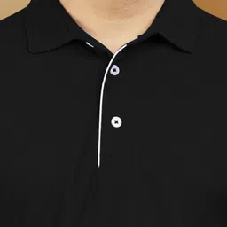 vebnor Men Solid Polo Neck Polyester Black T-Shirt image 3