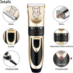 edicon Rechargeable Dog Hair Trimmer Kit | Pet Grooming Clipper with 4 Guide Combs Gold, Black Pet Hair Trimmer image 3