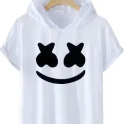 Men Printed Hooded Neck Cotton Blend White T-Shirt-image-3