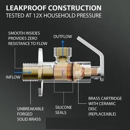 si by si Brass Angle Valve with Wall Flange | Chrome Finish Stop Cock Tap for Bathroom & Kitchen (Silver) Angle Cock Faucet image 5