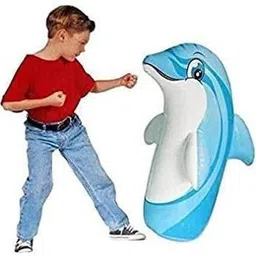 sani international Toy World Combo of 3 Ft Inflatable Hit Me Dolphin & air Filling Pump Inflatable HitMe Toys image 2