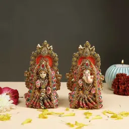 aapno rajasthan Laxmi Ganesh Multi Terracotta (Set of 2) Idols-picture-22