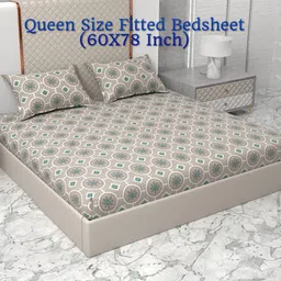 star weaves Cotton Queen Fitted (Elastic) 310 TC Printed Bedsheet-picture-18