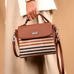 zouk Multicolor Women Sling Bag Qutub Stripes Statement Sling Bag image 2