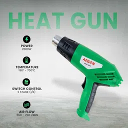 aegon 2000W Heat Gun with 5 Nozzle | Hot Air Gun, Dual Speed (190°C-700°C) | 2000 W Heat Gun image 2