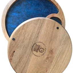 bombaymoon Midnight Speckle Platter Round Mango Wood Serving Chip Wood Decorative Platter image 2