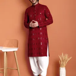 tibra Men Embellished, Embroidered Viscose Rayon Straight Kurta-picture-13
