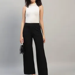 dna crafted with love Women Relaxed Black Cotton Blend Trousers image 5