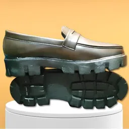 panhai Platform Penny Loafers with Chunky Lug Sole, Brown Leather, Classic Slip-On Design, Size 6 image 5