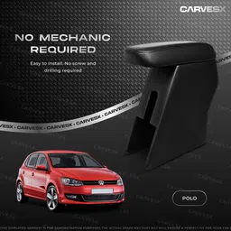 CARVESX High-End Armrest with Enhanced Comfort & Hidden Storage for Volkswagen Polo/Ameo (Black) image 5